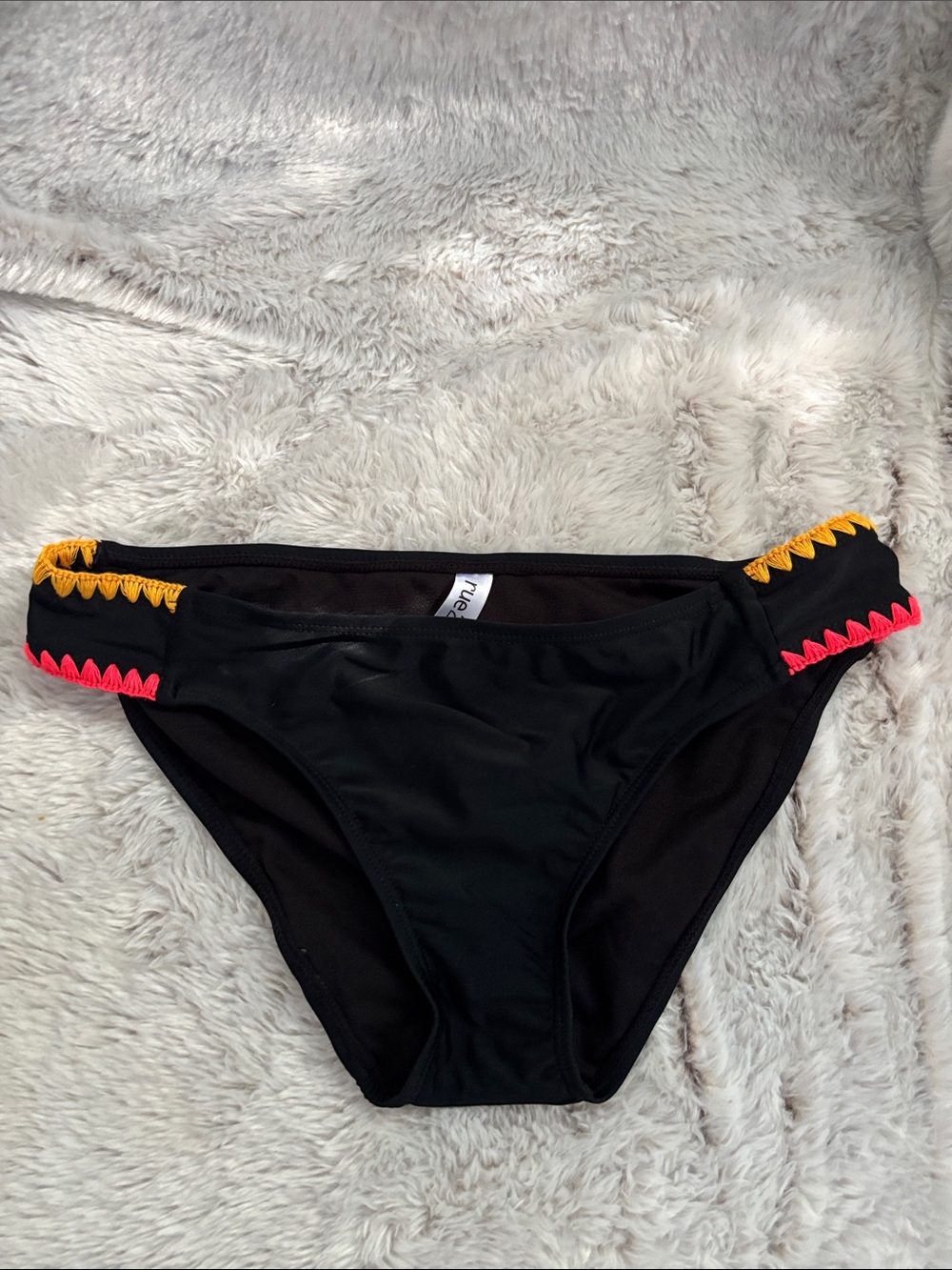 Black Bikini Bottom with Neon Stitching